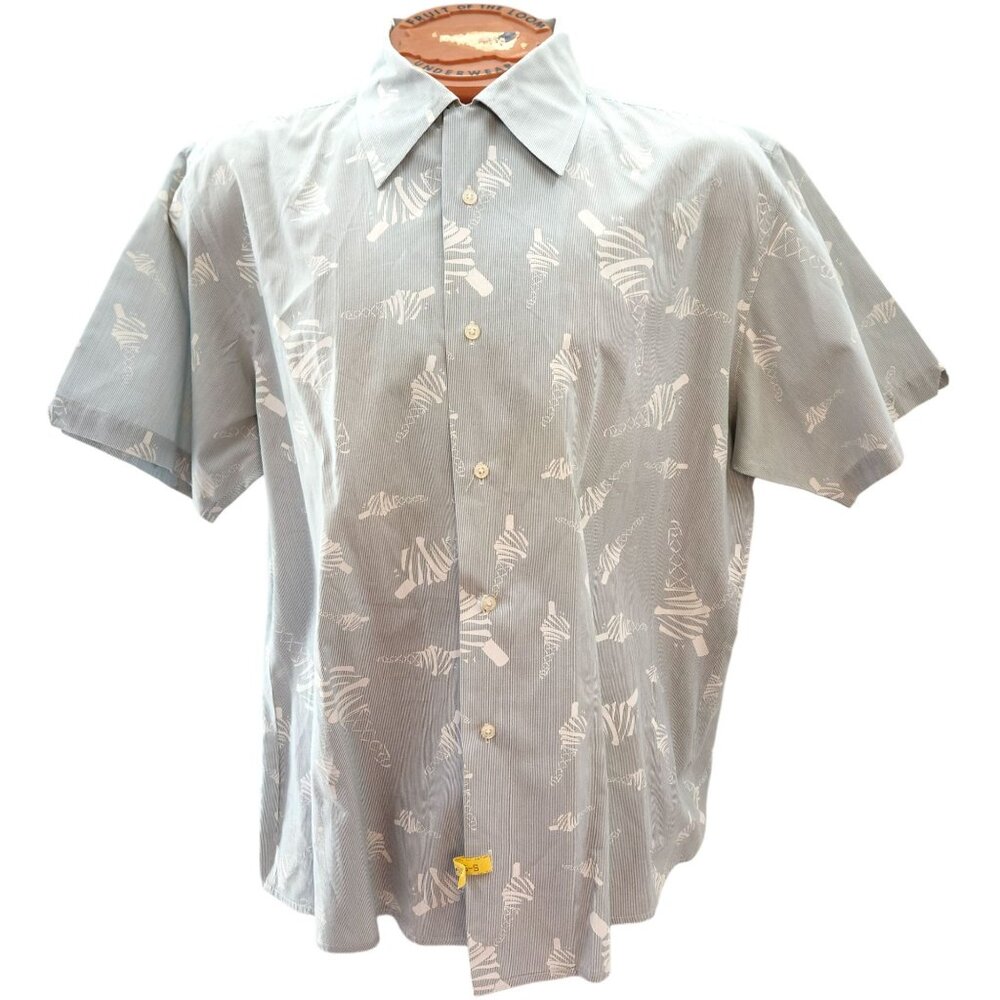 Ben Sherman Vintage Men's Short Sleeve Cotton Button-Up Shirt Abstract Print